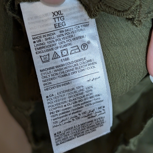 OLD NAVY Fitted Puff Sleeve Smocked Chiffon Top in Green Size XXL - Picture 5 of 5